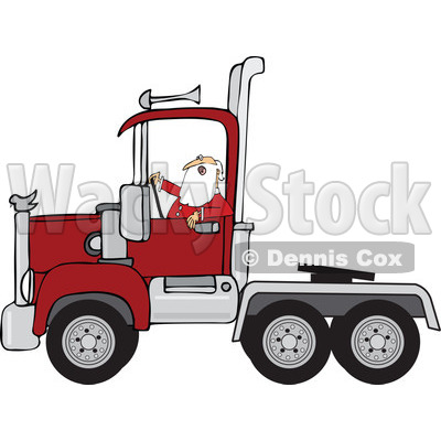 Clipart of Santa Driving a Christmas Big Rig Truck - Royalty Free Vector Illustration © djart #1273848