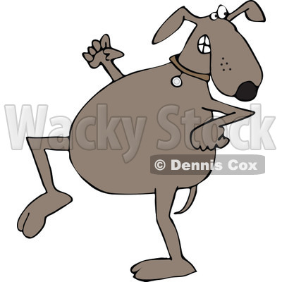 Clipart of a Sneaky Brown Dog Looking Back over His Shoulder - Royalty Free Vector Illustration © djart #1290063