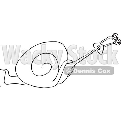 Clipart of a Slow Black and White Snail Struggling to Move Faster - Royalty Free Vector Illustration © djart #1290762