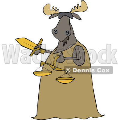 Clipart of a Blindfolded Lady Justice Moose Holding a Sword and Scales - Royalty Free Vector Illustration © djart #1292862
