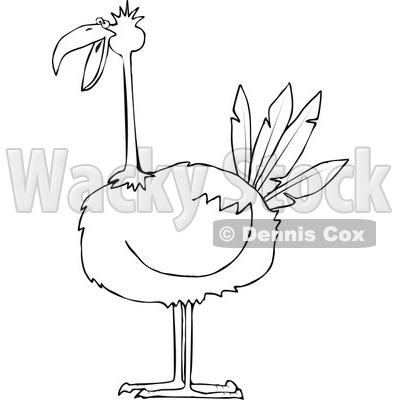 Clipart of a Black and White Big Bird - Royalty Free Vector Illustration © djart #1297784