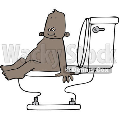 Clipart of a Cartoon Black Baby Boy Sitting on a Toilet - Royalty Free Vector Illustration © djart #1313792