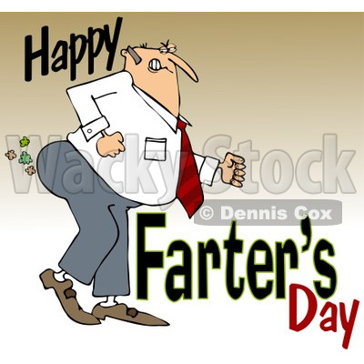 Clipart of a Cartoon Chubby White Father Passing Gas with Happy Farters Day, over Gradient - Royalty Free Illustration © djart #1316363