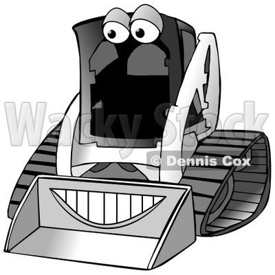 Clipart of a Grayscale Happy Bobcat Machine Character - Royalty Free Illustration © djart #1331834