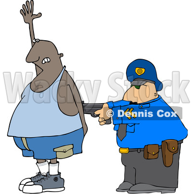 Clipart of a Cartoon Police Officer Arresting a Man As He Accidental Poops His Pants - Royalty Free Vector Illustration © djart #1353043