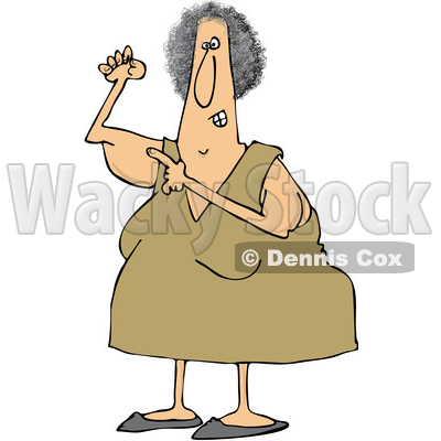 Clipart of a Cartoon Chubby Caucasian Woman Pointing to Her Flabby Tricep - Royalty Free Vector Illustration © djart #1358352