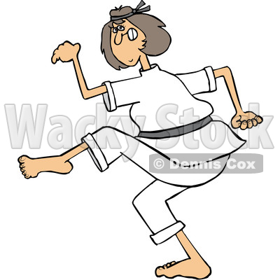 Clipart of a Cartoon Caucasian Martial Artist Karate Woman - Royalty Free Vector Illustration © djart #1392885