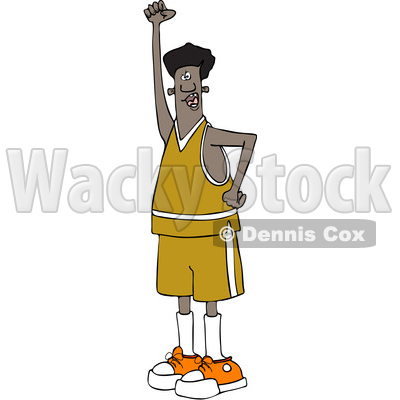 Clipart of a Cartoon Black Male Protester Holding up a Fist and Shouting - Royalty Free Vector Illustration © djart #1433897
