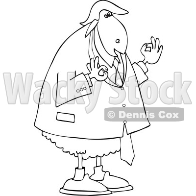 Clipart of a Black and White Commander in Sheep, Donald Trump - Royalty Free Vector Illustration © djart #1459386