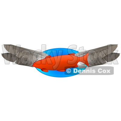 Orange Fish Swimming With Feathers Clipart Illustration © djart #14598