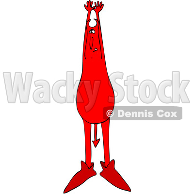 Clipart of a Chubby Red Devil Stretching - Royalty Free Vector Illustration © djart #1461660