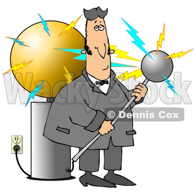 Nicola Tesla Surrounded By Electrical Shocks While Experimenting With The Tesla Coil Clipart Illustration Graphic © djart #14708