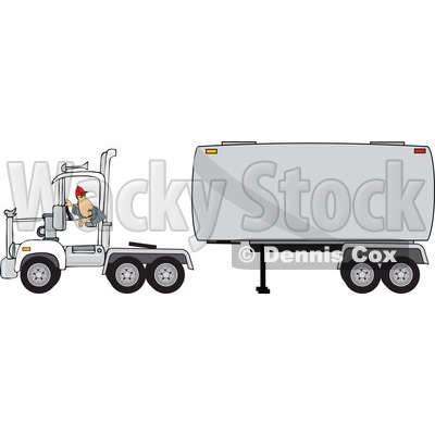 Clipart of a Trucker Backing up a Tracter to a Tanker - Royalty Free Vector Illustration © djart #1480000