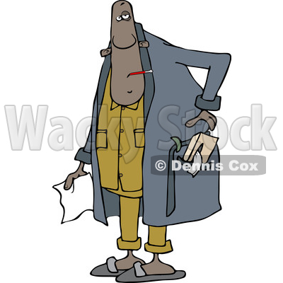 Clipart of a Sick Black Man Wearing a Robe and Holding a Tissue - Royalty Free Vector Illustration © djart #1505601