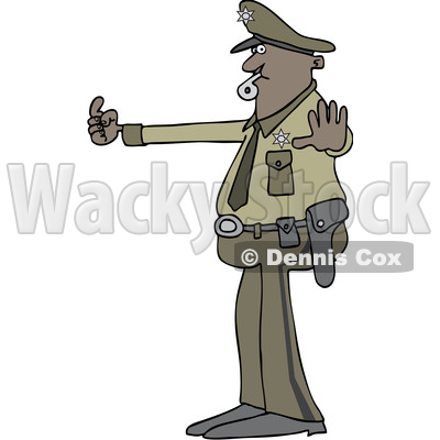 Clipart of a Cartoon Police Man Directing Traffic - Royalty Free Vector Illustration © djart #1514847