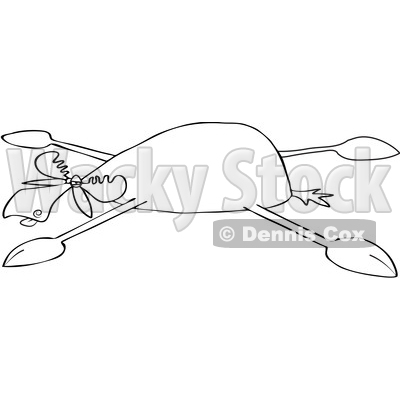 Clipart of a Cartoon Black and White Moose Spread Eagle - Royalty Free Vector Illustration © djart #1516052