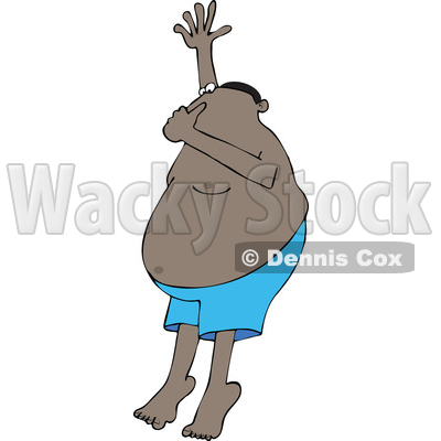 Clipart of a Cartoon Black Man Plugging His Nose and Going Swimming - Royalty Free Vector Illustration © djart #1519182