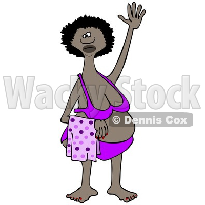 Clipart of a Black Woman Waving in a Swim Suit - Royalty Free Illustration © djart #1528980