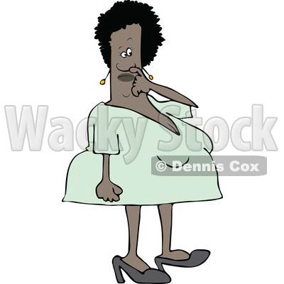 Clipart of a Cartoon Black Woman Picking Her Nose - Royalty Free Vector Illustration © djart #1529408