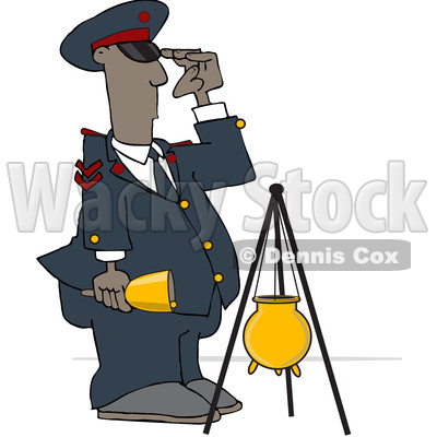 Clipart of a Soldier Bell Ringer Saluting - Royalty Free Vector Illustration © djart #1532238