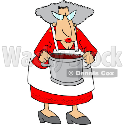 Clipart of a Cool Granny Cooking and Holding a Pot of Food - Royalty Free Vector Illustration © djart #1532240