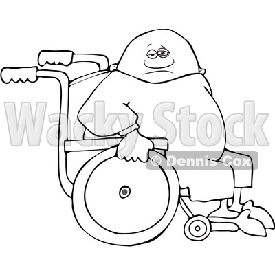Clipart of a Cartoon Lineart Black Man in a Wheelchair - Royalty Free Vector Illustration © djart #1534859