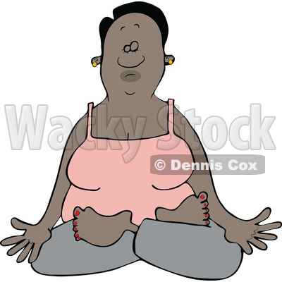 Clipart of a Relaxed Black Woman Meditating or Doing Yoga - Royalty Free Vector Illustration © djart #1573585