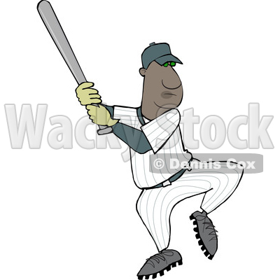 Clipart of a Cartoon Black Male Baseball Player Batting - Royalty Free Vector Illustration © djart #1596895
