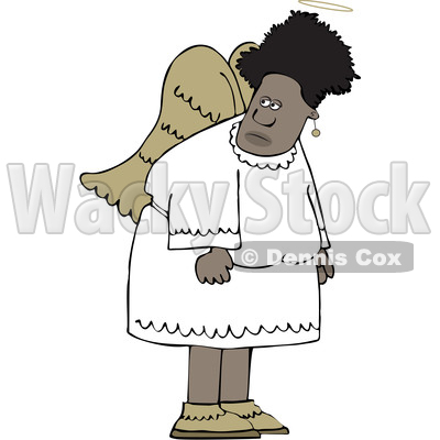 Clipart of a Cartoon Black Female Angel - Royalty Free Vector Illustration © djart #1600049