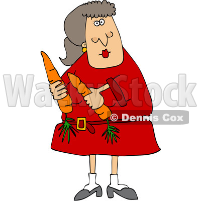 Clipart of a Cartoon Woman Holding Carrots - Royalty Free Vector Illustration © djart #1601266