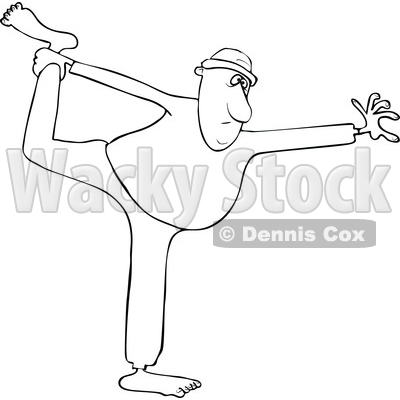 Clipart of a Chubby Black Man Stretching or Doing Yoga - Royalty Free Vector Illustration © djart #1604526