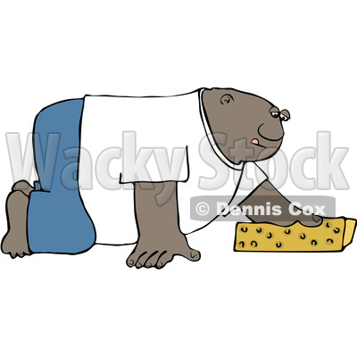 Clipart of a Cartoon Black Man Cleaning the Floor with a Sponge - Royalty Free Vector Illustration © djart #1606277
