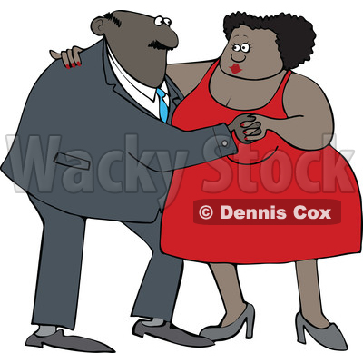 Clipart of a Cartoon Black Couple Dancing - Royalty Free Vector Illustration © djart #1608508