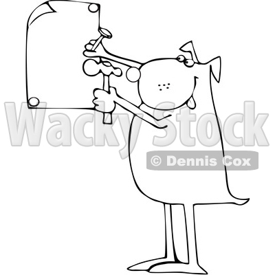 Cartoon Black and White Dog Nailing a Sign © djart #1617966
