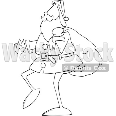 Cartoon Black and White Santa Dog Carrying a Sack © djart #1621824