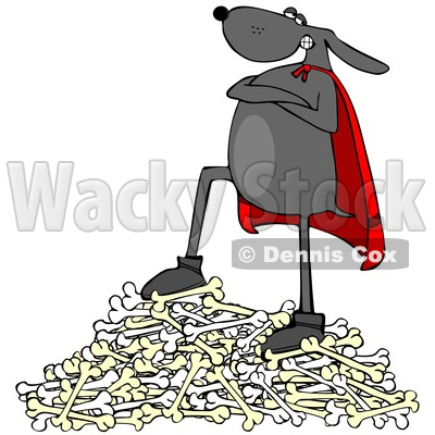 Cartoon Dog Super Hero on a Pile of Bones © djart #1622772