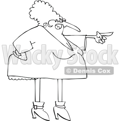 Cartoon Black and White Chubby Angr Woman Pointing © djart #1624138