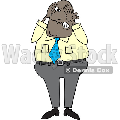 Cartoon Aggravated Black Business Man Grabbing His Face © djart #1624690