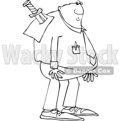 Cartoon Lineart Black Business Man Stabbed in the Back with a Sword © djart #1625445