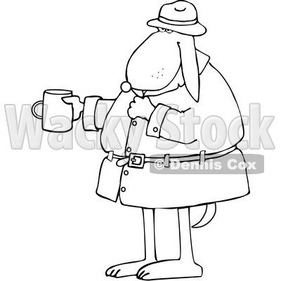 Cartoon Black and White Begging Homeless Dog Holding out a Cup © djart #1627670