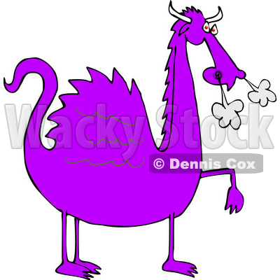 Cartoon Purple Dragon Blowing Smoke from His Nostrils © djart #1633286