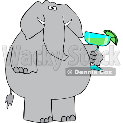 Cartoon Elephant Holding a Margarita © djart #1634019