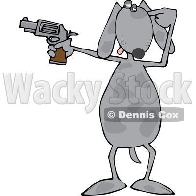 Cartoon Dog Shooting a Gun © djart #1637317
