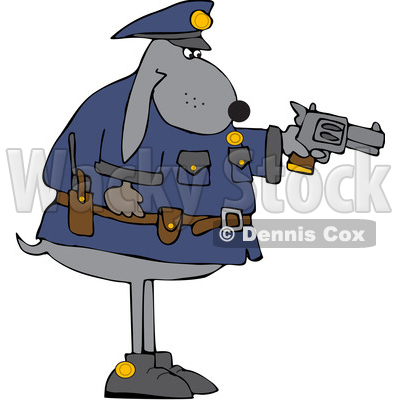 Cartoon Chubby Police Dog Aiming a Pistol © djart #1637491