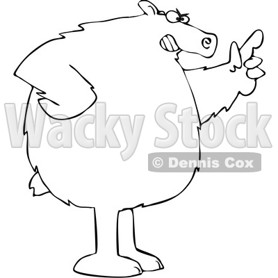 Cartoon Black and White Angry Bear Wagging a Finger © djart #1641081