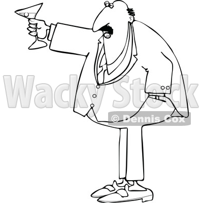Cartoon Black and White Chubby Businessman Toasting © djart #1644328