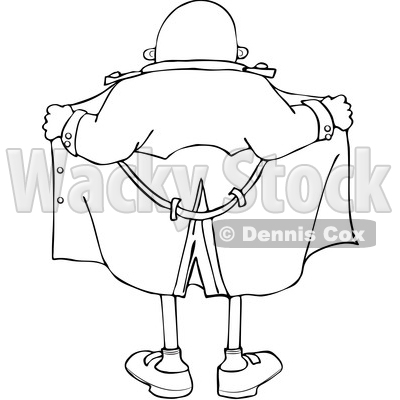 Cartoon Black and White Flasher Man from Behind © djart #1651966