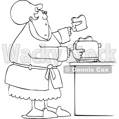 Cartoon Lineart Lady Making Toast © djart #1669141
