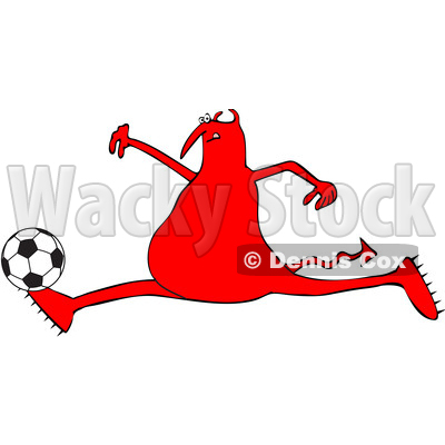 Cartoon Red Devil Playing Soccer © djart #1680799