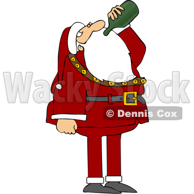 Cartoon Santa Claus Drinking Wine from the Bottle © djart #1692066